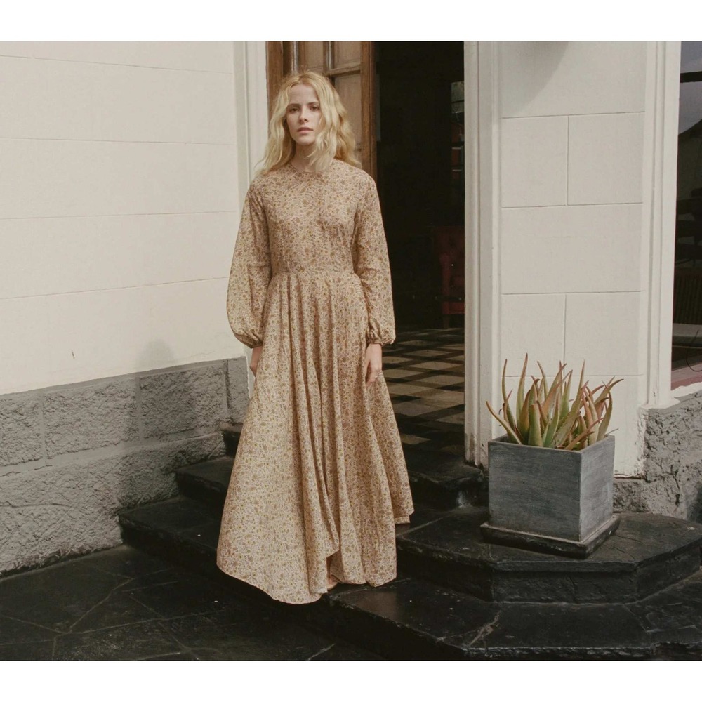 Doen Oleander Dress in Jaipur Mustard Floral Size XS Maxi Long Sleeve Boho